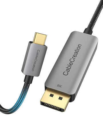 CableCreation USB C to DisplayPort Cable 6FT [8K@60Hz, 4K@144Hz, 2K@240Hz, HDR], Type-C to DP 1.4 Cord 32.4Gbps Compatible with Thunderbolt 3/4, Rift S, MacBook Pro/Air, XPS 13/15, Surface Pro