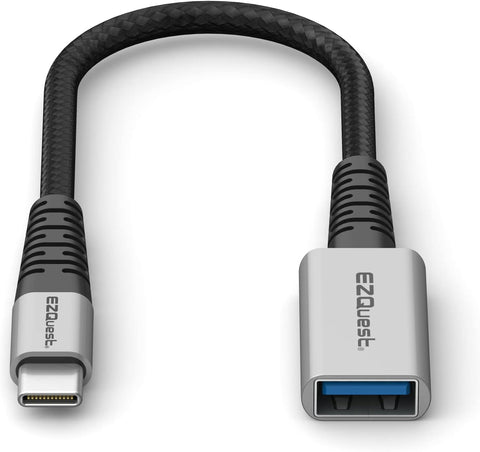 DuraGuard USB-C to USB-A 3.0 Female Cable Adapter with Kevlar Reinforced, Nylon Braided, Strain Relief and Aluminum Connector Housing