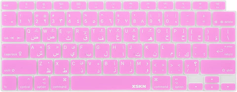 XSKN Arabic English Language Silicone Keyboard Cover Skin Compatible with 2020 New MacBook Air 13-inch with Touch ID and M1 Chip A2337 A2179 Laptop Keyboard (US Layout, Pink)