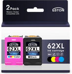 62XL Ink Cartridge Replacement for HP 62XL 62 XL for Envy 5540 5640 5660 7644 7645 OfficeJet 5740 8040 OfficeJet 200 250 Series Printer 2-Pack(1Black&1Tri-Color)