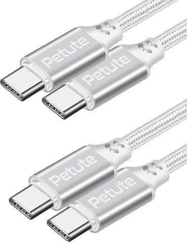 Petute USB C to USB C Cable, 2 Pack 100W 5A Fast Charging 3.3+6.6ft Nylon Braided Usbc to Usbc 2.0 Compatible for MacBook/Pro, iPad/Air/Pro/20/Mini, Samsung S21/20/ Tab A7 Lite, Google Pixel 6, etc