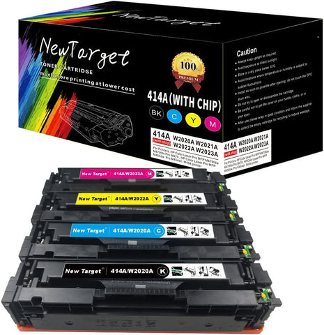 Newtarget 414A Toner cartridges (with chip) for HP 414A 414X w2020a on HP Color Laserjet Pro M454 MFP M479fdw M454dw M454dn M479fdn Printer Toner (hp 414a Toner cartridges 4 Pack)