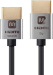 Monoprice High Speed HDMI Cable - 3 Feet - Silver, Active, 4K @ 60Hz, 18Gbps, 36AWG, YUV, 4:2:0 - Ultra Slim Series