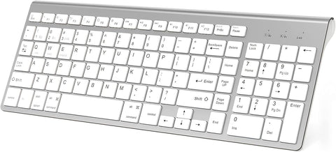 J JOYACCESS Bluetooth Keyboard, Multi-Device Wireless Keyboard with Number Keypad, Wireless Keyboard Compatible with iMac, Mac, Apple, MacBook Air/Pro,Laptop, Android, Windows,Computer-Silver