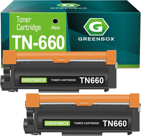 GREENBOX Compatible Toner Cartridge Replacement for Brother TN660 TN-660 TN630 for Brother HL-L2300D DCP-L2520DW DCP-L2540DW HL-L2360DW HL-L2320D HL-L2380DW MFC-L2707DW Printer (2 Black)