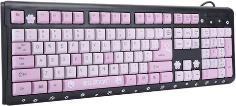 T osuny Wired Ultra?Thin Keyboard, USB Cute Cartoon Keyboard, Plug and Play, Pink/Black/Purple Keyboard, Ergonomic Keyboard,Waterproof Keyboard for PC Laptop Desktop Computer (Black)