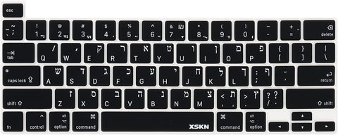 XSKN Israel Hebrew Silicone Keyboard Skin Cover Compatible with 2019 2020 Released 16-inch 13-inch MacBook Pro with Touch Bar and Touch ID A2141 A2289 A2251 A2338 M1 Chip Keyboard (US Layout, Black)