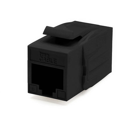 trueCABLE Cat6 Keystone Jack Coupler, Unshielded (UTP), PoE++ (4PPoE), UL Listed, ETL Verified, ANSI/TIA 568-2.D Cat 6 Performance Compliant, Female to Female RJ45 Couplers, Black, 6 Pack