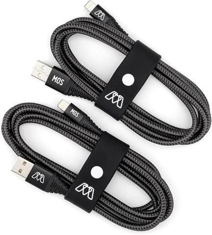 Sewell MOS Strike Lightning Cable, 6ft Two Pack, Ultra Durable Braided Nylon Fiber Jacket, Tangle Resistant, MFI Certified,Gray,SW-33122-06-2