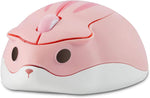 CHUYI Cute Animal Hamster Shape Wireless Silent Mouse Cartoon Mini Portable Travel Mute 1200DPI Novelty Optical Unique Small Cordless Quiet Mice for Computer Laptop PC for Kids Gift (1 Pack-Pink)