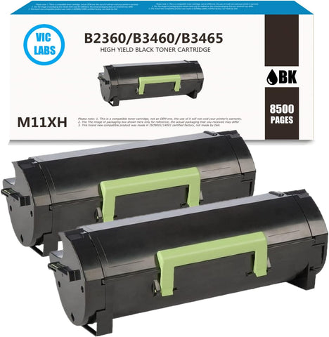 Compatible B2360 M11XH Toner Cartridge Replacement for Dell B2360dn Toner Cartridge B2360 B3460 B3465 B2360d B2360dn B3460dn B3465dn B3465dnf 2360d 3460dn(Black,2 Packs)