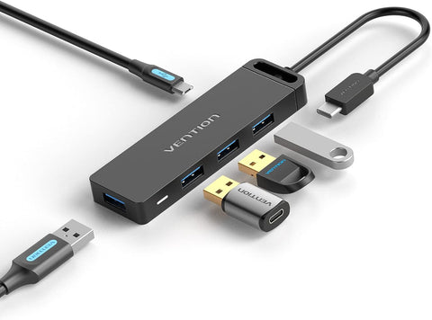 VENTION USB C HUB - Thunderbolt 3 to Multiport USB 3.0 Hub Adapter with 4 USB 3.0 Ports for MacBook Pro/Air iPad Pro Pixelbook Samsung Galaxy S20 S10 Dell XPS USB C to USB Adapter 0.5FT