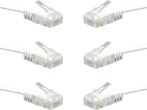 Cat6 Ethernet Patch Cable Short, Ancable 6-Pack 6 Inch Flat Ethernet Cable, Computer LAN Cable with Snagless RJ45 Connectors (White)