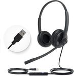 Yealink UH34 USB Wired Headset with Microphone - Stereo Headphones with Noise Cancelling,Professional Business Headphones VoIP Phone Computer Call Center Office