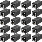 WHIRLGEE Ethernet Coupler RJ45 Coupler 8p8c Connector Ethernet Cable Extender Adapter for Cat7 Cat6 Cat5e Cat5 LAN Connector in Line Coupler Female to Female (20PCS, Black)