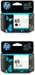 HP 65 | Ink Cartridge Bundle | Black, Tri-Color | N9K02AN, N9K01AN