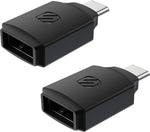 Scosche CAA2PK-SP Strikeline USB Type-A to USB Type-C Adapter 2-Pack – Black