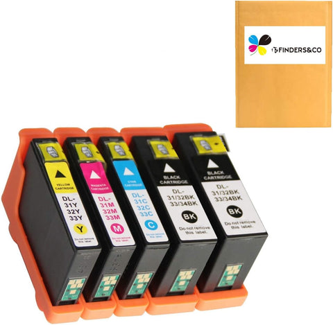 Compatible Dell Series 31 32 33 34 Ink Cartridges Replacement for Dell V525w V725w Printer (2BK, 1C, 1M, 1Y)