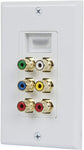 Monoprice Recessed HDMI Wall Plate, with 1 HDMI F/F Adapter & 6 RCA Connector, Gold Plated White