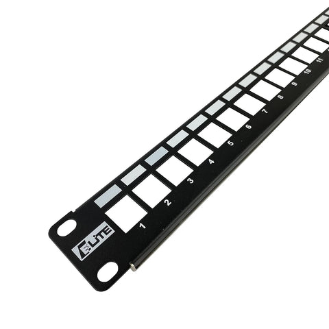 Elite 24 Port Blank Keystone 1U Patch Panel, Heavy Metal Design, Rack Mount 19" (19 Inch), UL Listed | Fits Cat5e, Cat6, Cat6A, Cat8 Keystone Jacks