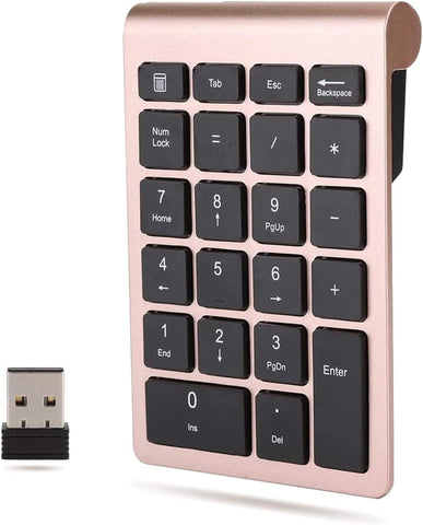 Yoidesu 22 Keys Wireless Number Pads, Numeric Keypad Portable 2.4 GHz Number Keyboard Financial Accounting Number Keyboard for Laptop, PC, Desktop, Surface pro, Notebook, etc.(Rose Gold)