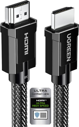 UGREEN 8K HDMI 2.1 Cable Certified 6.6FT Ultra High Speed HDMI Cord 4K 120Hz 48Gbps HDCP 2.2&2.3 eARC HDR Dolby Compatible for PS5 Xbox Series X Nintendo Switch Roku TV Laptop Monitor