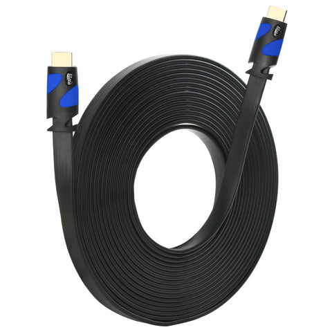 Postta Flat HDMI Cable(50 Feet) Flat HDMI 2.0 Cord Support 4K, 3D, 2160p, 1080p, Ethernet and Audio Return-Black-Blue