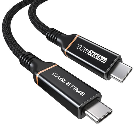 CABLETIME ?USB-IF Certified? USB4 Cable Compatible Thunderbolt 4 Cable(6.6FT/2M), USB4 Cable 40Gbps with 100W/5A and 8K@60Hz 5K@60Hz or Dual 4K Video