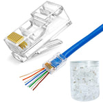 Solsop RJ45 Connectors Cat6 RJ45 Pass Through Connector Ends 100PCS, Cat6/Cat5e Connectors, Ethernet Cable Crimp Connectors Network Unshielded Plug