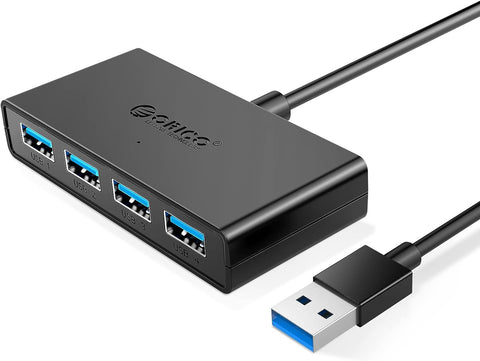 ORICO 4-Port USB 3.0 hub, USB hub 3.0 with Power Supply Port[Charging Not Supported], 5 ft Data Cable for Desktop, iMac, Surface Pro, XPS, USB Flash Drives, Mobile HDD, and More - Black