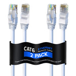 Maximm Cat 6 Ethernet Cable 12 Ft, (2-Pack) Cat6 Cable, LAN Cable, Internet Cable and Network Cable - UTP (White)