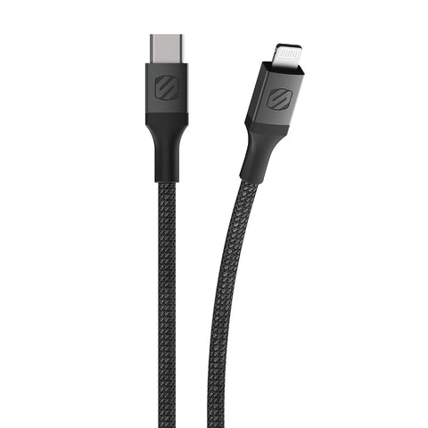 Scosche Ci4B8SG-SP Strikeline Mfi Certified Premium Charge & Sync Braided Cable for Lightning and USB-C Devices 8-FT. Space Gray