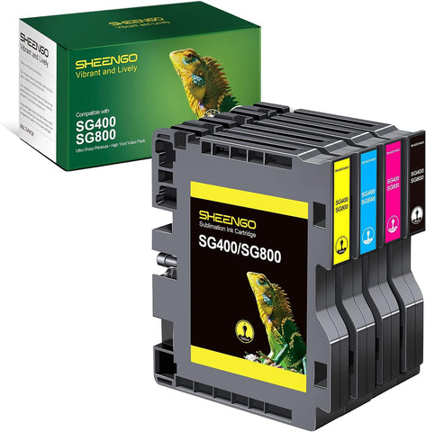 SHEENGO Sublimation SG400 SG800 Ink Cartridge High Yied Replacement for Sawgrass Virtuoso SG 400 SG 800 Printer (1 Black,1 Cyan,1 Magenta,1 Yellow, 4-Pack)