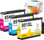 Miss Deer Compatible Ink Cartridge Replacement for HP 951 951XL 950XL 951XL for HP Officejet Pro 8600 8610 8620 8630 8640 8100 8625 8615 251dw 271dw 276dw Printer (1 Cyan, 1 Magenta, 1 Yellow), 3-Pack