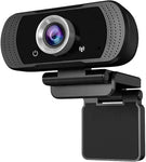 Webcam with Microphone - QY 1080p Full HD USB Camera, 30fps, Wide-Angle Video Capture - Auto-Light Correction - Plug & Play Cam for Laptop, Desktop Computer & Mac - Adjustable Clip