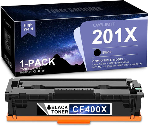 LVE 201X Black Toner Cartridge 1-Pack Compatible Replacement for HP 201X CF400X Toner Works with Color Pro M252n M252dw MFP M274n M277n M277dw M277c6 Printer 201X Toner Cartridge