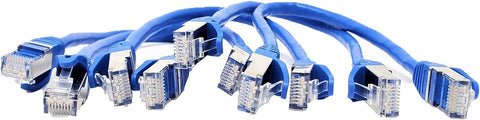 micro Connectors 1 Foot CAT 7 SFTP Double Shielded RJ45 Snagless Ethernet Cable, Blue- 5 Pack