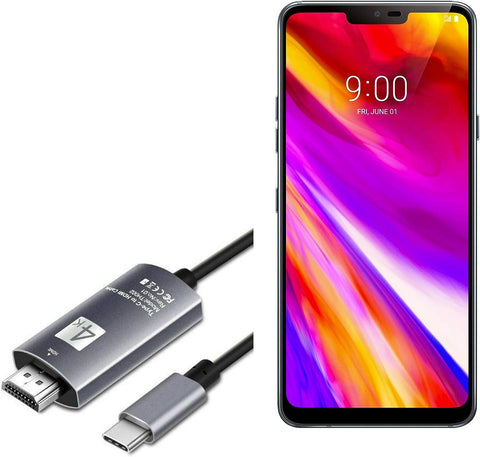 Cable for LG G7 ThinQ (Cable by BoxWave) - SmartDisplay Cable - USB Type-C to HDMI (6 ft), USB C/HDMI Cable for LG G7 ThinQ - Jet Black