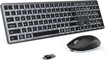 Backlit Wireless Keyboard Mouse Combo with USB and Type C Adaptor Compatible for MacBook PC Windows Computer Laptop, Space Gray