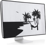 kwmobile Computer Monitor Cover Compatible with 27-28" Monitor - Relax in Hammock Black/White