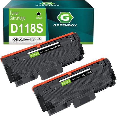 GREENBOX Compatible MLT-D118L Toner Cartridge Replacement for Samsung MLT-D118L MLT D118L MLT-D118S D118L D118S Toner for Xpress M3015DW M0365FW M3065FW Printer (2 Black 4,000 Pages High Yield)