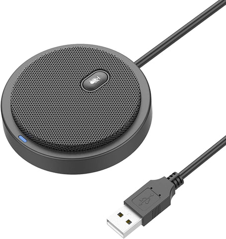 Upgraded USB Conference Microphone for Computer, 360° Omnidirectional Condenser Mic with Mute Key, Great for Video Conference, Gaming, Chatting, Skype, Plug & Play, Windows macOS, Ideal for Gift