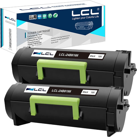 LCL Compatible Toner Cartridge Replacement for Lexmark 24B6186 16000 Pages M3150 XM3150 XM3150H (2-Pack Black)