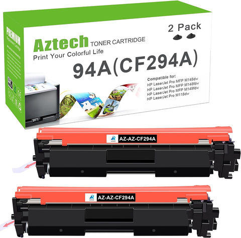 Aztech Compatible Toner Cartridge Replacement for HP 94A CF294A 94X CF294X Pro M118dw MFP M148dw M148fdw M149fdw M118 M148 M149 Printer High Yield Ink (Black 2-Pack)