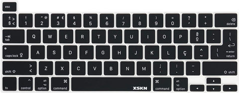 XSKN Portuguese Black Silicone Keyboard Cover Skin for 2019 New MacBook Pro 16 inch A2141 and 2020 New MacBook Pro 13.3 inch A2338 M1 A2251 A2289 with Touch Bar & Touch ID - US and EU Common Version