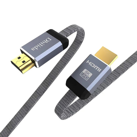 Dbilida 8K Flat HDMI Cable 10ft, Nylon Braided HDMI 2.1 Cable Supports 4K@120Hz, 8K@60Hz, 48Gbps eARC, Dynamic HDR, HDCP 2.2 & 2.3 Compatible with DTS:X, Dolby Vision, PS5/PS4, X-Box Series X