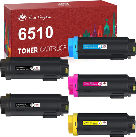 Toner Kingdom Compatible Toner Cartridge Replacement for Xerox Phaser 6510 Xerox WorkCentre 6515 for Xerox 6510dn 6515dn Printer-106R03477 106R03478 106R03479 106R03480(5500 Black, 2400 Color, 5 Pack)