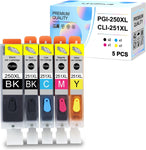 5 Packs Compatible Ink Cartridges PGI-250XL CLI-251XL C A K E Ink Replacement for 250 Ink 251 Ink Use for Pixma MG5420 MG5520 MG5620 MG6620 MG6320 MG6420 MG7120 MG7520 MX722 MX922 iX6820 iP7220 iP8720