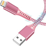 MFI Pink iPhone Charger 10ft 3 Pack Long iPhone Lightning Cable 10 Foot Nylon Braided USB Charging & Syncing Cord for iPhone 14/13/12/11/Xs/XS Max/XR/X/8/8 Plus/ 7/7 Plus/6(Pink,10 Feet)