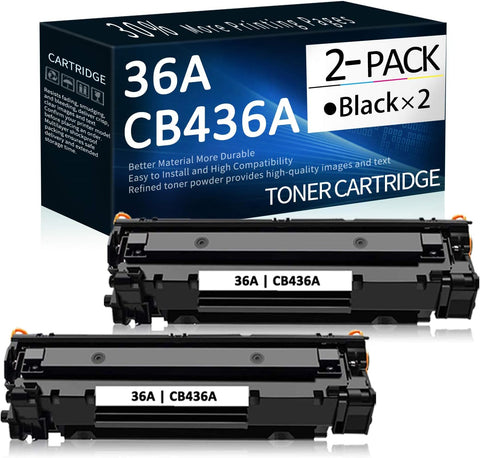 2 Pack Black 36A | CB436A Toner Cartridge Replacement for HP Laserjet M1522n MFP M1523nf MFP M1120 MFP P1505 P150n Printer Toner